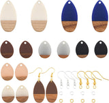 DIY Dangle Earring Making Kits, Including Resin & Wood Pendants, Brass Earring Hooks & Jump Rings, Teardrop, Mixed Color, Pendants: 16pcs/box