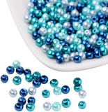 Carribean Blue Mix Pearlized Glass Pearl Beads, Mixed Color, 4mm, Hole: 1mm, about 400pcs/box