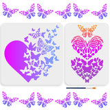 1 Set PET Hollow Out Drawing Painting Stencils, with 1Pc Art Paint Brushes, for DIY Scrapbook, Photo Album, Heart, 297~300x210~300mm, 2pcs/set