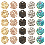 Vacuum Plating 304 Stainless Steel Charms, Textured, Laser Cut, Flat Round, Mixed Color, 10.5x1mm, Hole: 8mm, 5 colors, 10pcs/color, 50pcs/box