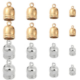 48Pcs 8 Styles Brass Cord Ends, End Caps, Cone, Mixed Color, 9~15x6~12mm, Hole: 1.5~2mm, Inner Diameter: 5~10.5mm, 6pcs/style