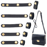 ® 5Pcs 5 Style Cowhide Leather Cable Straps, Cord Organizer, for Fixing Leather Bag Handle, with Golden Alloy Snap Button, Black, 6.2~10x1.25x0.5cm, 1pc/style