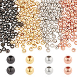 320Pcs 4 Colors Brass Spacer Beads, Round, Mixed Color, 4x3.5mm, Hole: 1.5mm, 80pcs/color