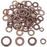 80Pcs 4 Styles Dyed Wood Jewelry Findings Coconut Linking Rings, Coconut Brown, 20~38x2~6.5mm, 20pcs/style