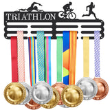 Fashion Iron Medal Hanger Holder Display Wall Rack, with Screws, Triathlon Pattern, 150x400mm