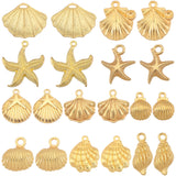 60Pcs 10 Style Ocean Theme Alloy Pendants, Mixed Shapes, Golden, 11.5~26x8.5~31x2.7~3.5mm, Hole: 1.2~5mm, 6pcs/style