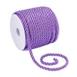 3-Ply Polyester Braided Cord, Twisted Rope, for DIY Cord Jewelry Findings, Purple, 5mm, about 18m/roll