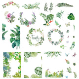 8 Sheets 8 Styles PVC Waterproof Wall Stickers, Self-Adhesive Decals, for Window or Stairway Home Decoration, Rectangle, Leaf, 200x145mm, about 1 sheets/style