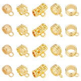 16Pcs 4 Style Brass Tube Bails, Loop Bails, Long-Lasting Plated, Real 18K Gold Plated, Mixed Shapes, Real 18K Gold Plated, 9~12x6~11x5~8mm, Hole: 2mm, Inner Diameter: 3.5~5.5mm, 4pcs/style