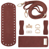 DIY Knitting Crochet PU Leather Bag, with PU Leather Bag Bottom, Shoulder Strap, Bag Twist Lock, Flap Cover,Bag Buckles, Coconut Brown, 240x82x4.5mm