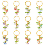 Lily of the Valley Acrylic & Lampwork Pendant Keychains, with Iron Findings, for Car Key Bag Decoration, Mixed Color, 7cm, 12 color, 1pc/color, 12pcs/set