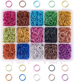 Aluminum Wire Open Jump Rings, Mixed Color, 10x1.0mm, 15colors, , about 130pc/color, about 1950pc/box