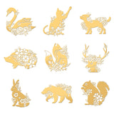 Mixed Animal Nickel Decoration Stickers, Metal Resin Filler, Epoxy Resin & UV Resin Craft Filling Material, Golden, 40x40mm, 9 style, 1pc/style, 9pcs/set