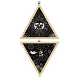 Custom Plywood Pendulum Board, Wall Hanging Ornament, for Witchcraft Wiccan Altar Supplies, Triangle with Mixed Patterns, Black, 250x215x6mm, 2 styles, 1pc/style, 2pcs/set