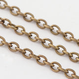 Iron Cable Chains, Unwelded, with Spool, Lead Free and Nickel Free, Antique Bronze, 3x2x0.5mm, about 32.8 Feet(10m)/roll