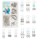 Ocean Fish Pendant Earring DIY Making Kits, Including Alloy Pendants & Links & Spacer Beads, Glass Beads, Brass Jump Rings & Earring Hooks & Pins, Antique Silver, Pendant & Link: 26pcs/set