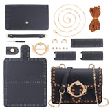 DIY PU Imitation Leather Bag Making Kits, with Alloy Lobster Claw Clasps & Buckles & U Shaped Tube, Iron Chains & Snap Button, Screwdriver, Black