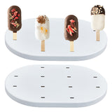 Oval Natural Wood Lollipop Display Stands, Cake Pop Display Holder for Baby Showers, Birthday Party, White, White, 26.5x18.5x1.5cm