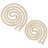 ® 2Pcs 2 Style Iron Curb Chain Bag Straps, with Alloy T-Bar Clasp, Light Gold, 100cm & 120cm, 1pc/style