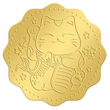 Self Adhesive Gold Foil Embossed Stickers, Medal Decoration Sticker, Maneki Neko Pattern, 5x5cm
