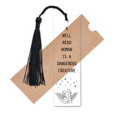 Acrylic Bookmarks, with Polyester Tassel Decorations, Rectangle Bookmarks, Quote A Well Read Woman Is A Dangerous Creature, Angel & Fairy Pattern, 118x35x2.5mm, Hole: 5mm