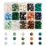 375Pcs 15 Styles Natural & Synthetic Gemstone Beads, Round, Mixed Dyed and Undyed, 8mm, Hole: 0.7~1.2mm, 25pcs/style