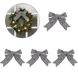 Black and White Stripes Pattern Linen Bowknot Display Decoration, with Twist Tie, for Christmas, Black, 85~115x370~390x25mm
