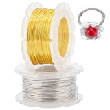 2Rolls 2 Colors Round Copper Craft Wire, for Jewelry Making, Long-Lasting Plated, Mixed Color, 24 Gauge, 0.5mm, about 39.37 Feet(12m)/roll, 1roll/color