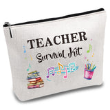 Teachers' Day Polycotton Custom Canvas Storage Bags, Metal Zipper Pouches, Rectangle with Pattern, Word, 18x25cm