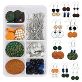 DIY Dangle Earring Making Kits, 90Pcs Heart & Geometry Wood/Glass Beads, 18Pcs Heart & Square Brass Linking Rings, Iron & Alloy Spacer Beads, Brass Findings, Mixed Color, 30x5mm, Hole: 1.6mm, 188pcs/box