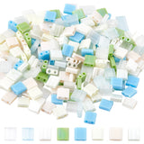 320Pcs 8 Colors 2-Hole Opaque Glass Seed Beads, Lustered, Rectangle, Mixed Color, 5x4.5~5.5x2~2.5mm, Hole: 0.5~0.8mm, 40Pcs/color