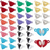 40 Sets 10 Colors Alloy Magnetic Clasps, Heart, Mixed Color, 15x9.5x6mm, Hole: 1.5mm, 4 sets/color