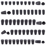 150Pcs 5 Style Plastic Cord End, End Cap with Flat Round Plug, Cone, Black, 12~20x8~12mm, Hole: 3.3~4.8mm, 30pcs/style