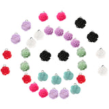 Opaque Resin Pendants, with Platinum Plated Iron Loop, Rose, Mixed Color, 16~18x13~15.5x6~7mm, Hole: 2mm, 8 colors, 4pcs/color, 32pcs
