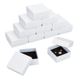 Cardboard Jewelry Boxes, with Black Sponge, for Jewelry Gift Packaging, Square, White, 7.5x7.5x3.5cm