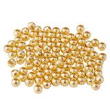 Round Brass Textured Beads, Golden, 4mm, Hole: 1mm, about 100pcs