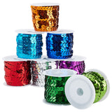 8 rolls 8 colors Eco-Friendly Plastic Paillette Beads, Sequins Beads, Ornament Accessories, Flat Round, Mixed Color, 6mm, about 5m/roll, 1 roll/color