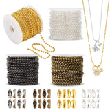 Soldered Iron Ball Chains Jewelry Making Finding Kit, with Brass & Iron Ball Chain Connectors, Mixed Color, Chain: 2.4mm, 24m/bag