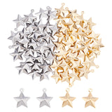 304 Stainless Steel Pendants, Star, Golden & Stainless Steel Color, 15x12~12.5x4mm, Hole: 1mm, 30pcs/color, 2colors, 60pcs/box