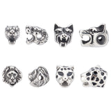 8Pcs 4 Style 304 Stainless Steel Beads, Mixed Shape, Antique Silver, 10~14x8~14x9~11mm, Hole: 2~2.8mm, 2pcs/style