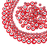 3 Strands 3 Style Handmade Evil Eye Lampwork Beads Strands, Flat Round, Red, 6~10x3~4mm, Hole: 1mm, 1strand/style