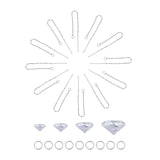 DIY Earring Making Kits, include Cubic Zirconia Pointed Back Pendants, 304 Stainless Steel Earring Findings, Faceted, Flat Round, Clear, Pendants: 4mm/6mm/8mm/10mm, Hole: 1mm, 16pcs/set
