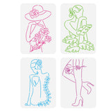 4Pcs 4 Styles PET Hollow Out Drawing Painting Stencils, for DIY Scrapbook, Photo Album, Human, 297x210mm, 1pc/style