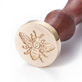 DIY Scrapbook, Brass Wax Seal Stamp and Wood Handle Sets, Bees, Golden, 8.9cm, Stamps: 2.55x1.45cm