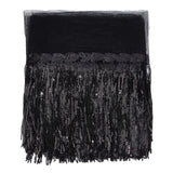 10 Yards Polyester Mesh Lace Ribbon with Sparkle PVC Paillette Tassel, Fringe Trimming Ribbons, Garment Accessories, Black, 11-3/4 inch(300mm)