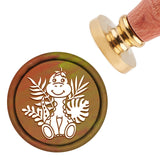 Brass Wax Seal Stamp with Handle, for DIY Scrapbooking, Dinosaur Pattern, 3.5x1.18 inch(8.9x3cm)