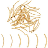 60Pcs 3 Style Brass Curved Tube Beads, Textured, Golden, 30~35x1.5~2mm, Hole: 0.8~1.2mm, 20pcs/style