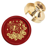 Golden Tone Wax Seal Brass Stamp Head, for Wax Seal Stamp, Butterfly, 25x14.5mm