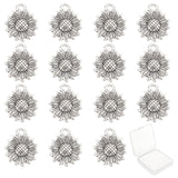 120Pcs Tibetan Style Alloy Pendants, Sunflower, Antique Silver, 18x15.5x2.5mm, Hole: 2mm