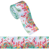 10 Yards Printed Polyester Ribbon, for Bowknot Making, Flat, Colorful, Flamingo Pattern, 5.1x0.02cm